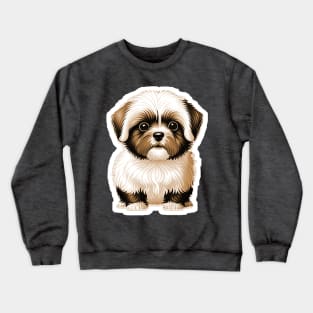 Havanese Puppy Dog with Brown & White Coat of Silky Soft Fur Crewneck Sweatshirt